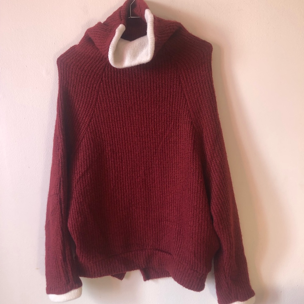 ❤️Cocobella Turtleneck Sweater Red Wine White S